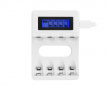 USB Battery charger for 4xAA/AAA Ni-MH/Ni-Cd batteries, incl AAA battery - White